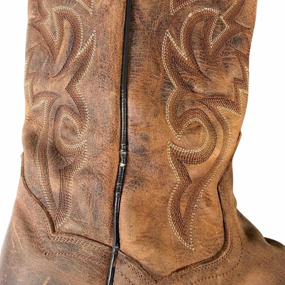 Dan Post Brown Distressed Leather Men 10 EW Extra Wide Cowboy Boot Renegade 2159